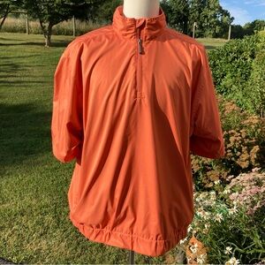 -Walter Hagen Golf Quarter Zip S/S Orange Lined Shirt Jacket Men's Size Large